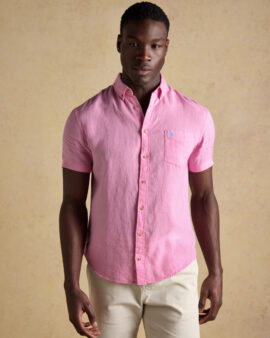 JOULES PURE LINEN S/S PINK SHIRT