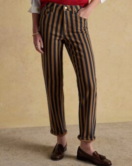 JOULES NAVY STRIPE STRAIGHT FIT MID RISE JEAN