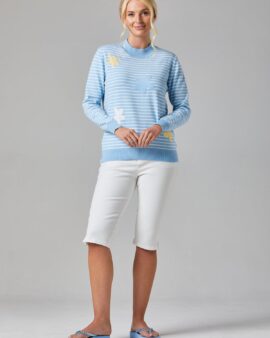 ALICE COLLINS PETULA PULLOVER-SKY/WHITE