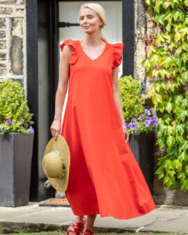 ALICE COLLINS MIA FRILL SLEEVE RED DRESS