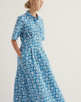 SEASALT WILD LIQUORICE DRESS - BOLD CORNFLOWER SAILBOATS