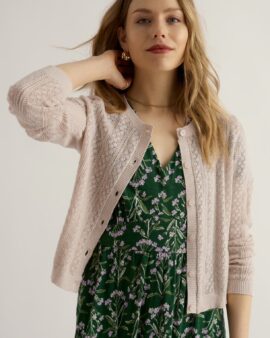 SEASALT WILLOWING POINTELLA COTTON CARDIGAN - CHALK