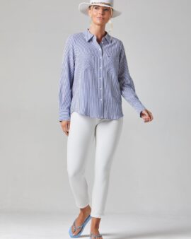 ALICE COLLINS AMARA SHIRT - RICH BLUE / WHITE