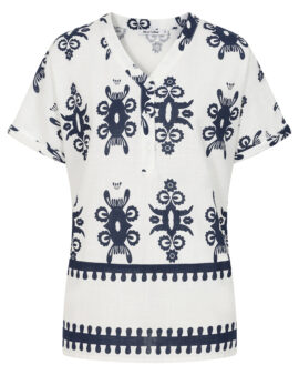 ALICE COLLINS ATHENA SHIRT-WHITE/RICH NAVY