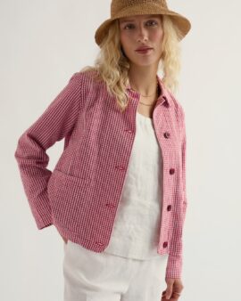 SEASALT CARNON DOWNS JACKET - GINGHAM SCARLET