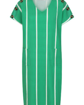 ALICE COLLINS BUTTON SHOULDER DRESS - GREENPEPPER/WILD OAT