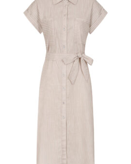 ALICE COLLINS ROCHELLE STRIPE DRESS - PEBBLE