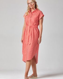 ALICE COLLINS ROCHELLE STRIPE DRESS -FIESTA/WHITE