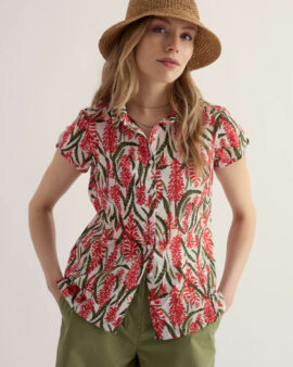 SEASALT  RUSHMAKER SHIRT -RED HOT POKER CHALK