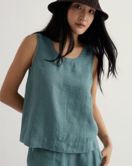 SEASALT LIGHTHOUSE STATION LINEN VEST - SARDINE