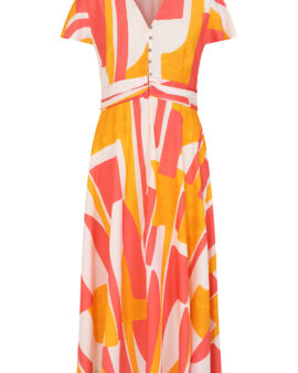 ALICE COLLINS TRACK PRINT DRESS-FIESTA/WHITE