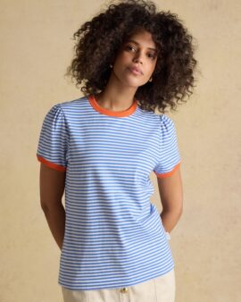 JOULES ERIN BLUE STRIPE SHORT SLEEVE JERSEY T-SHIRT