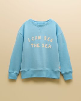JOULES SUNDAZE LIGHT BLUE SLOGAN CREW NECK SWEATSHIRT