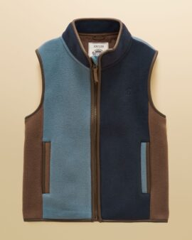 JOULES KIDS HERITAGE NAVY COLOURBLOCK FLEECE GILET