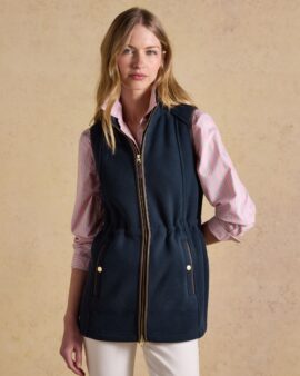 JOULES HERITAGE NAVY BLUE LONGLINE FLEECE GILET