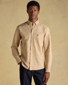 JOULES OXFORD OATMEAL CHECKED CLASSIC FIT SHIRT
