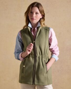 JOULES HERITAGE LIGHT GREEN LONGLINE FLEECE GILET