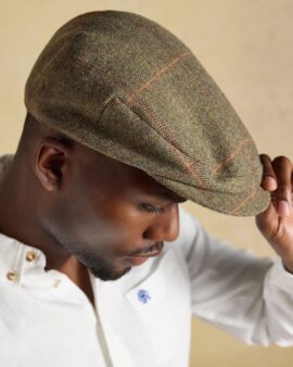 JOULES ASHBY GREEN TWEED FLAT CAP