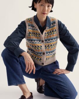 SEASALT DAWSON PICK VEST FAIRISLE - ZIG ZAG GEO BRIGHT MARINE MIX