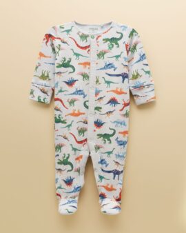 JOULES RAZAMATAZ BLUE DINO COTTON BABYGROW