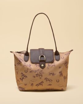 JOULES EDIE NEUTRAL RODEO PRINT ZIP TOP SHOPPER BAG