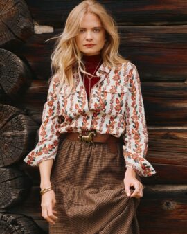 JOULS EVELYN BOXEY FIT CREAM FLORAL SHIRT