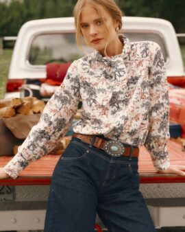 JOULES HARRIET MULTI TOILE TIE NECK BLOUSE
