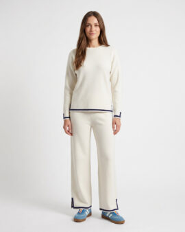 ALICE COLLINS CANDY TROUSER - WINTER WHITE / RICH NAVY