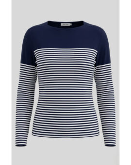 ALICE COLLINS CATHERINE STRIPE TOP - RICH NAVY / WINTER WHITE