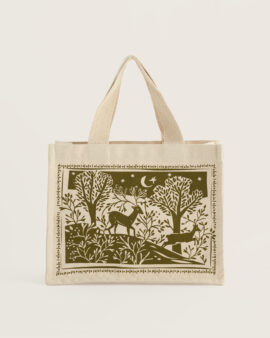 SEASALT CANVAS CUTE SHOPPER BAG - PRANCING DEER BRIGHT OLIVE