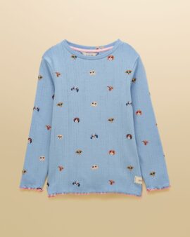JOULES GIRLS ODELIA BLUE DOG LONG SLEEVED TOP