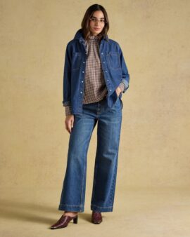 JOULES MID BLUE HIGH RISE WIDE LEG JEANS